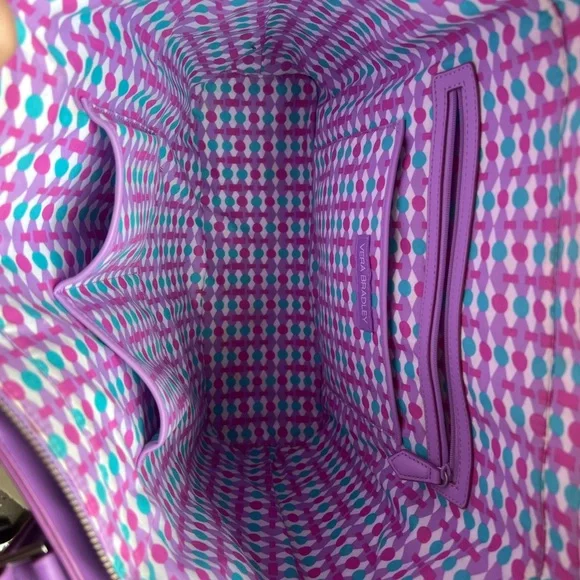 Vera Bradley Tote, Purse, Wallet Set Lavender Purple Leather Vacation Beach - Picture 6 of 9